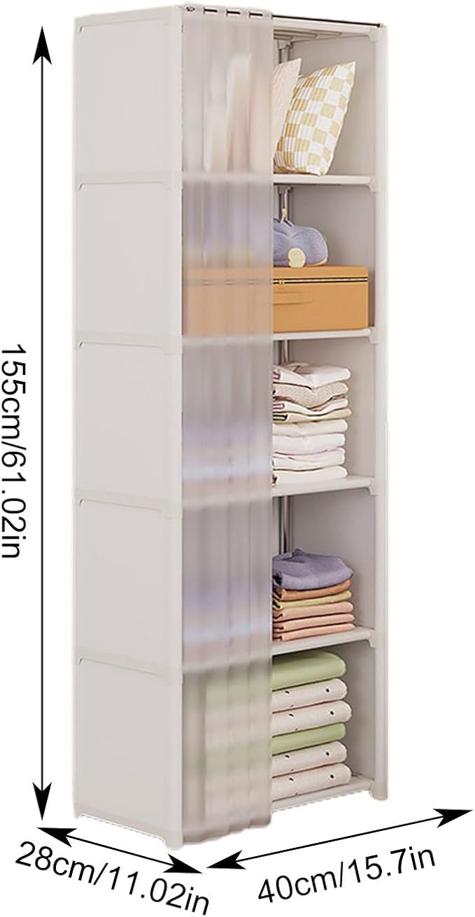 Portable Closet Wardrobe for Small Room, Clothes Storage Rack, Clothes Organizer Cabinet, Dust-Proof Garment Shelf for Home B