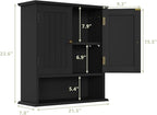 Smuxee Black Wall Cabinet, Small, 2-Door Medicine Cabinet with Adjustable Shelves, Over Toilet, For Kitchen and Laundry Rooms