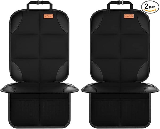 SMART ELF Car Seat Protector, 2Pack Seat Protector Protect Child Seats with Thickest Padding and Non-Slip Backing Mesh Pocket