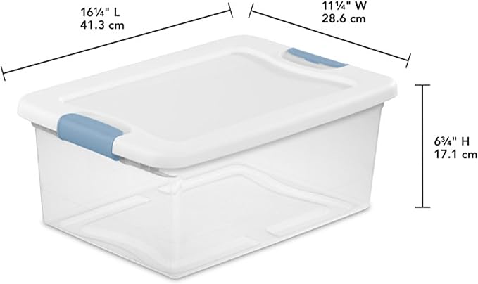 Sterilite 24-Pack Latching Box, Under Bed Storage Bins with Lids, Clear Plastic, 15 Quart - Heavy-Duty Organizing Containers 