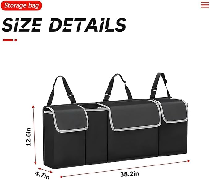 BELOMI Car Trunk Organizer, Auto Waterproof Sturdy Backseat Hanging Large Storage Collapsible Cargo Bag with Anti-Slip