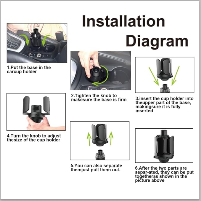 Car Cup Holder Expander, Cup Holder Extender Adapter with Expandable Arm and Offset Adjustable Base