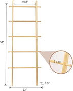 5-Tier Blanket Ladder – 4.8 Ft Wall Leaning Quilt Rack, Farmhouse Blanket Storage for Living Room, Bedroom & Bathroom – Rusti