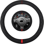 Suede Steering Wheel Cover,Compatible with Subaru BRZ 2016-2023 Suede Leather Sport Non-Slip Wheel Cover Car Interior Accessories 14-14 1/4 inch for Man and Women