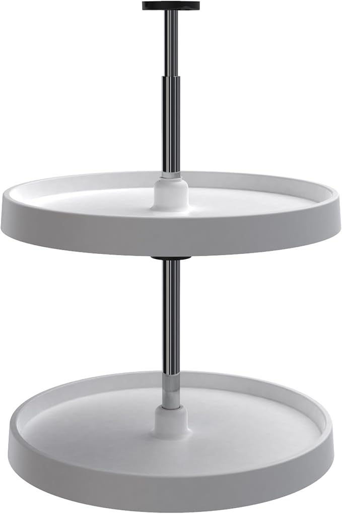 Rev-A-Shelf 2 Tier Full-Circle Lazy Susan for Corner Wall Cabinets Plastic 18" Double Shelf Swivel Kitchen Spice/Can Organize