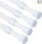 4Pcs Spring Tension Curtain Rod 28-48 Inches Adjustable Shower Curtain, Shower Rods for Bathroom, Kitchen, Window, Closet, Wh
