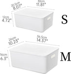 Yishyfier Plastic Storage Baskets Bins Boxes With Lids,Organizing Container White Storage Organizer Bins For Shelves Drawers 