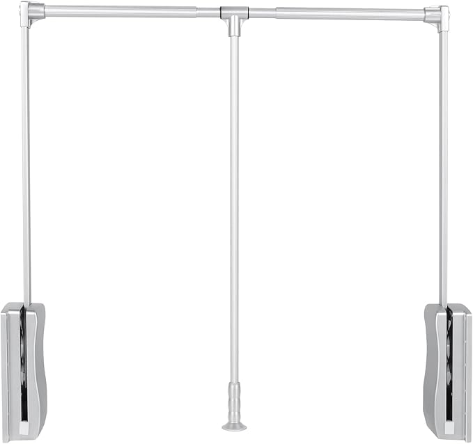 uyoyous Pull Down Closet Rods, Adjustable 35-48 Inch Wardrobe Rail Lift Collapsible Closet Rod Aluminium Retractable Wardrobe