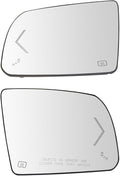 TRQ Driver and Passenger Side Mirror Glass Heated Turn Signal Blind Spot Detection Compatible with 2014-2018 Toyota Tundra GM