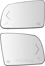 TRQ Driver and Passenger Side Mirror Glass Heated Turn Signal Blind Spot Detection Compatible with 2014-2018 Toyota Tundra GM