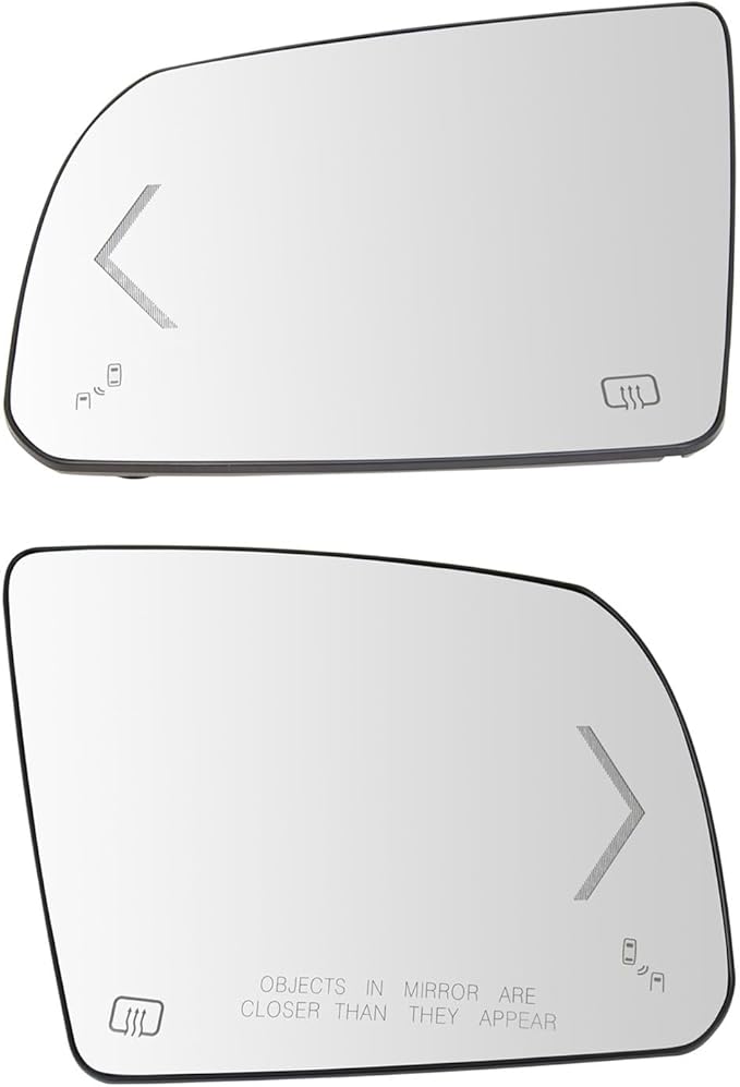 TRQ Driver and Passenger Side Mirror Glass Heated Turn Signal Blind Spot Detection Compatible with 2014-2018 Toyota Tundra GM