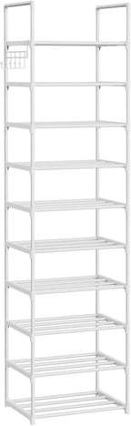 Metal Shoe Rack Organizer 10 Tiers, 20-24 Pairs Narrow Tall Shoe Racks for Closets Entryway - Vertical Boots Organizer Storag