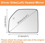 Senzeal Driver Side Heated Mirror Glass with Blind Spot Detection BLIS for Ford F150 2015-2020 Ford F250 F350 F450 F550 2017-2022 Upper Tow Mirror (Left Side)