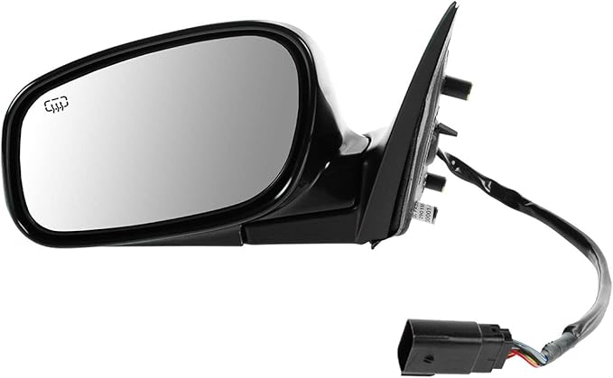 TRQ 2 Piece Driver and Passenger Side Mirror Assembly Set Electric Adjustment Heated Memory Puddle Light Black Compatible wit