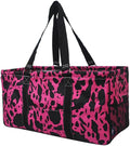 NGIL Extra Large Utility Tote Reusable Grocery Bag Oversized Collapsible for Groceries, Storage, Picnic, Beach (Cow Hot Pink- Hot Pink)