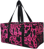 NGIL Extra Large Utility Tote Reusable Grocery Bag Oversized Collapsible for Groceries, Storage, Picnic, Beach (Cow Hot Pink- Hot Pink)