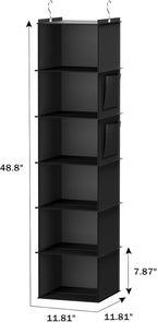 YOUDENOVA Hanging Closet Organizer, 6-Shelf Closet Hanging Storage Shelves, 2 Packs, Black