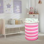 CLOCOR Pink Laundry Basket,Baby Girl Clothes Hamper for Nursery,Collapsible Toy Storage Bin with Handles, Room Decor,Waterpro