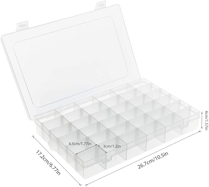 Umirokin 2 Pack 36 Grids Bead Organizer Box, Plastic Craft Organizers and Storage with Adjustable Dividers, Screw, Parts & Ta