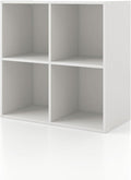 Homes: Inside + Out Apexa 4-Cube Storage Organizer Shelves, Stackable Wood Bookcase Fits Cubby Bins for Organization, Dorm Te