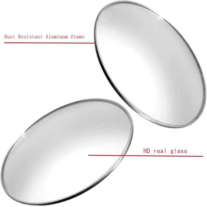 Blind Spot Mirror, Ampper 3-3/4" Round HD Glass Convex Aluminum Frame Wide Angle Rear View Mirror For Large Vehicles, Car Suv Truck(Pack Of 2)