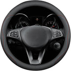 RYE for Jeep Steering Wheel Cover, Leather Car Steering Wheel Cover Heavy-Duty Durable Breathable, for Jeep Grand Cherokee Wrangler Compass Gladiator - Black Pattern 1