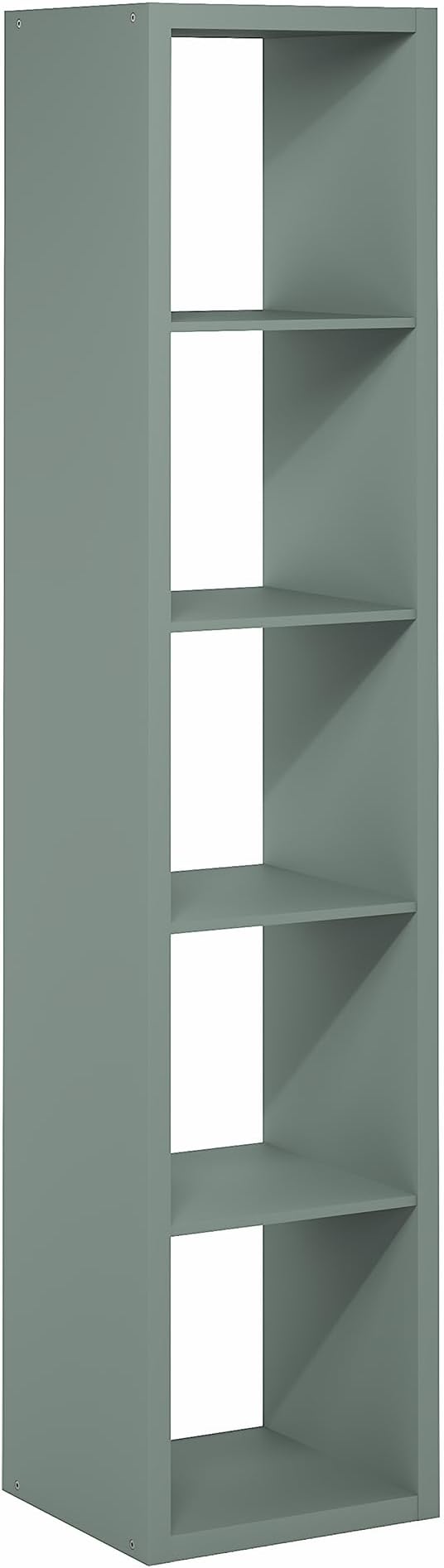 Furinno Cubicle Book Shelf, Vertical 5-Cube Bookshelf, Extra Thick Horizontally & Vertically Reversible Bookcase with Open Ba