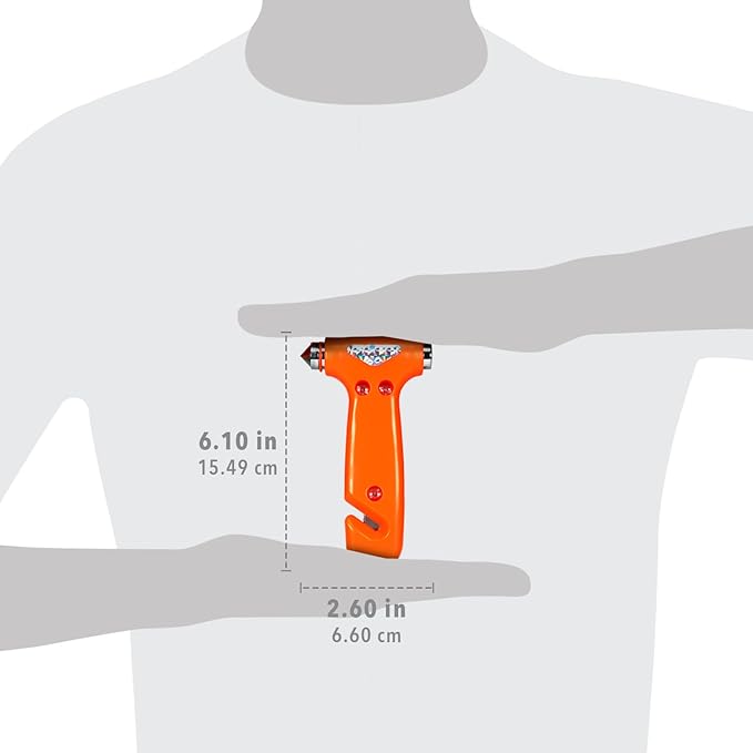 Be Smart Get Prepared 3-in-1 Auto Emergency Escape Hammer - Includes Glass Breaker, Seat Belt Cutter & Flat Hammer - Compact 