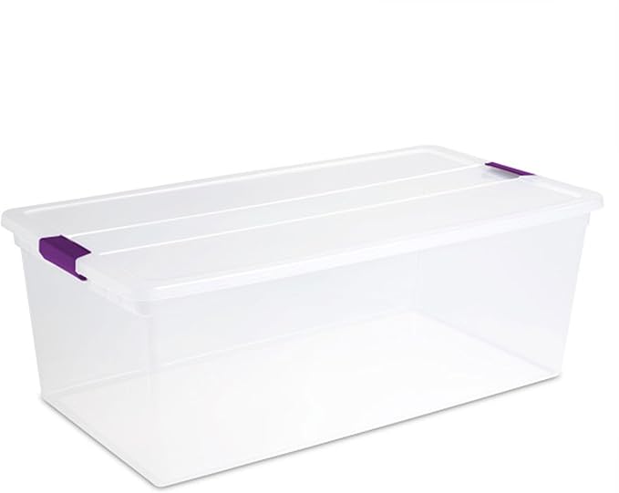 Sterilite 12-Pack 110 Quart ClearView Latch Box, Stackable Organizer Bins with Latching Lids - Clear Plastic Organization Con