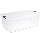 Sterilite 12-Pack 110 Quart ClearView Latch Box, Stackable Organizer Bins with Latching Lids - Clear Plastic Organization Con