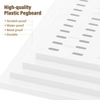 AKTOP Peg Board Wall Organizer 4-Pack – 12"x12" Plastic Pegboard Panels for Walls, White Desk Wall Mount Peg Board for Home, 