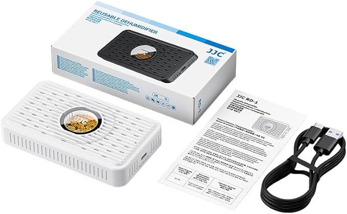 JJC Reusable Desiccant Dehumidifier with USB-C Charging, 70g Portable Moisture Absorber for Gun Safe, Camera Lens Electronic