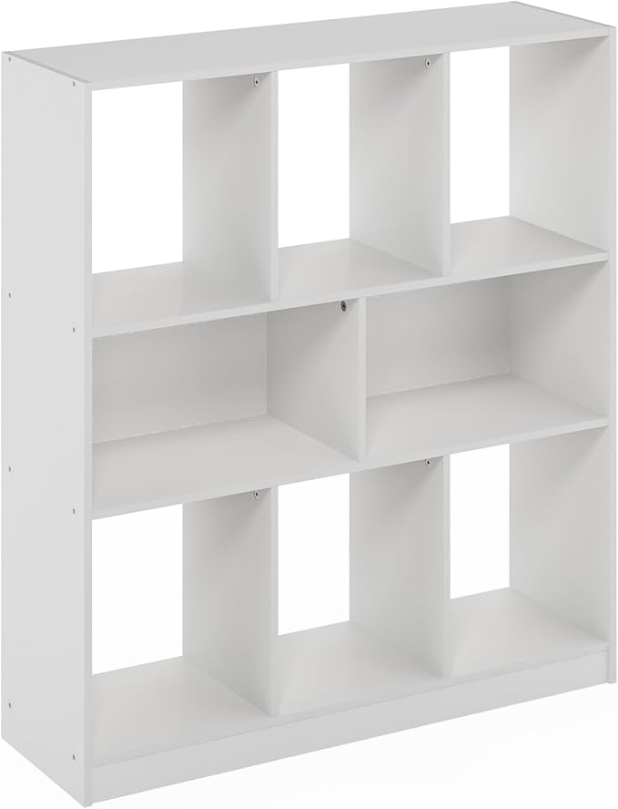 Furinno DALY Book Shelf, 8-Cube Bookshelf, Horizontal Cube Storage Organizer Bookcase, 10.9 x 35.4 x 39.4, for Living Room, B