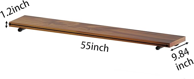 Industrial Pipe Wall Wood Shelves,Real Wooden Shelves 55" in Special Brown Color with 1.2" Extra Thickness, Modern Floating S
