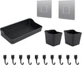 Pegboard Wall Organization Accessories Pack - 25 Pieces of White Hooks, Storage Bins & Fastening Strips(Black)