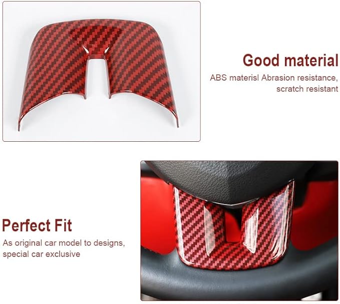 Linskip Steering Wheel Trim Compatible with Dodge Journey 2013-2022 & Charger/Challenger/Durango/Dart 2009-2014, Steering Wheel Cover for Journey Interior Accessories 3Pcs(Red Carbon Fiber)