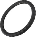 BDK Black Genuine Leather Steering Wheel Cover Large 15.5 to 16 inch