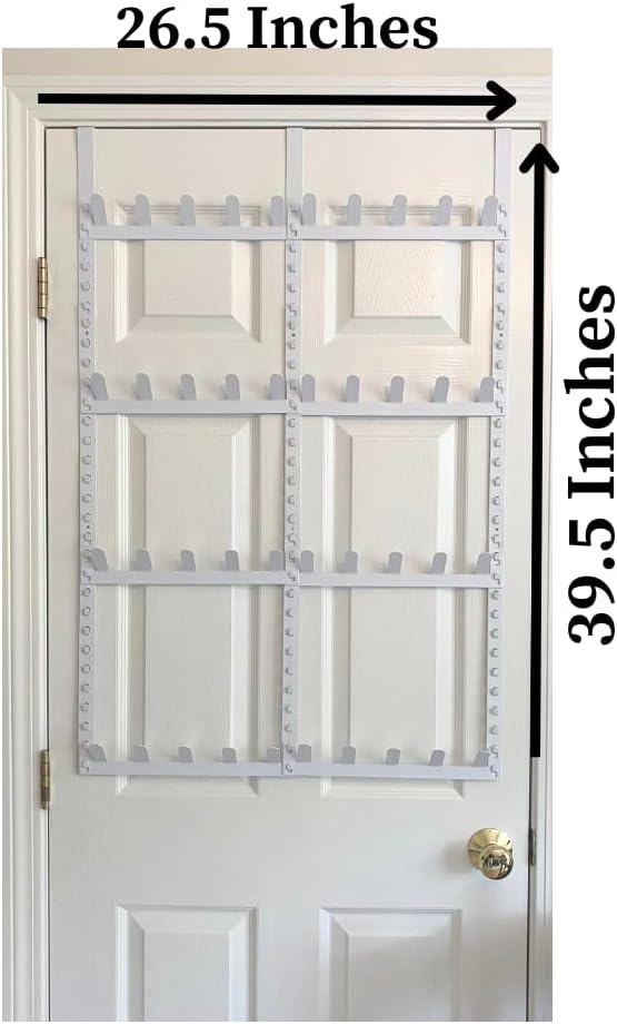 Evelots Rack for Purses, Belts, Jewelry, Ties, Hats - New Over the Door Organizer - Adjustable 8 Tier - 40 Hooks for Multi Us