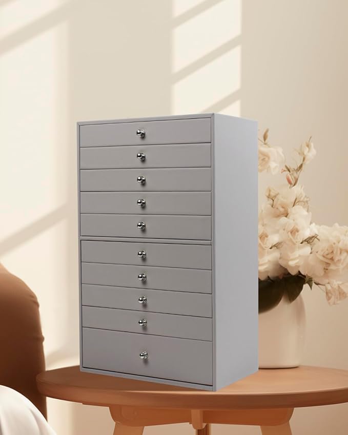 GUKA Large Jewelry Box, Jewelry Case with 10 Drawers for Big and Small Jewelry, Jewelry Storage Organizer for Watch Earrings 