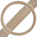 BDK Ergonomic Grip Steering Wheel Cover - Leather Performance Grip for Standard Size Wheels 14.5-15 inch Beige