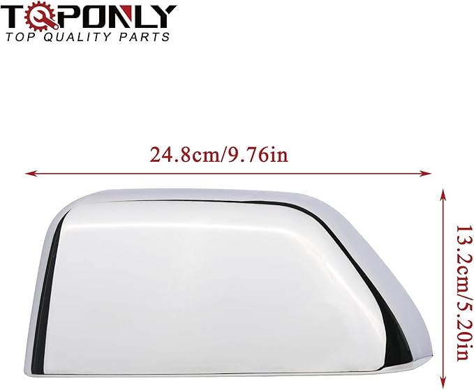 Chrome Tow Mirror Cover Cap | For 2017-2024 F250 F350 F450 F550 Super Duty Side by Side Accessories | LH Left Driver Side Exterior Plastic Rearview Top Half Door Mirror Cover