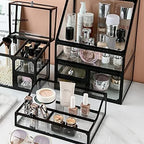 Large Capacity Makeup Organizer with Drawer & Rhinestone Handle, Transparent Dustproof Lipstick Jewelry Storage Case, Cosmeti
