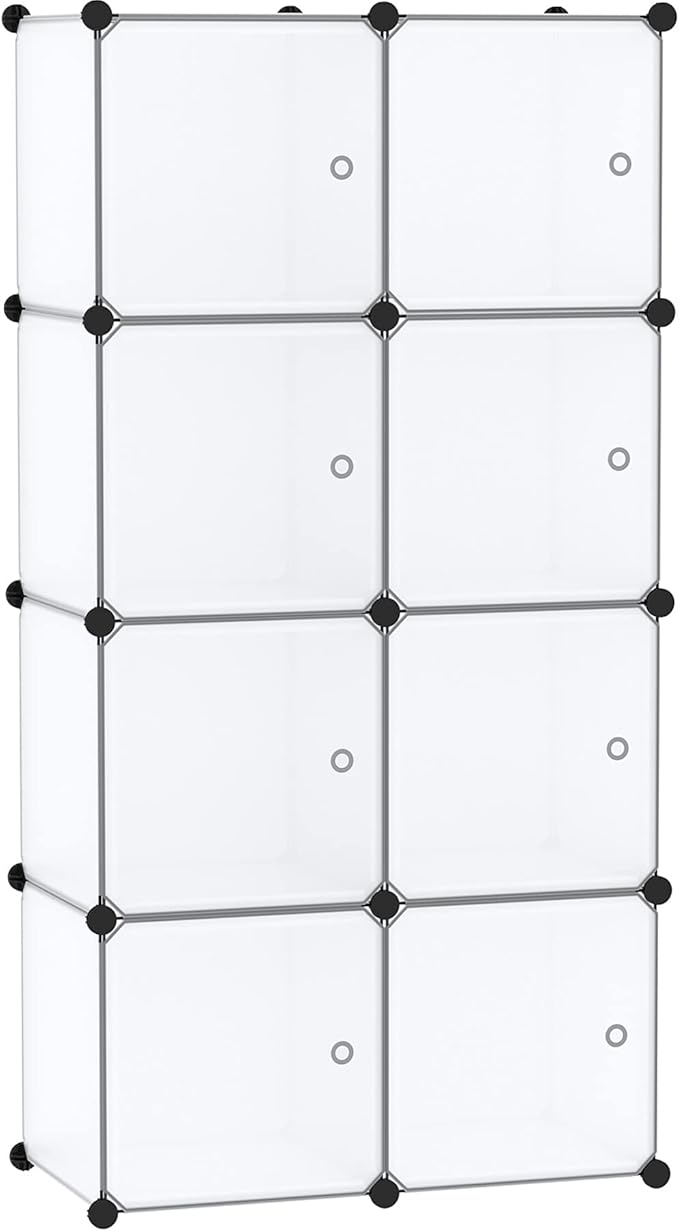 C&AHOME Cube Storage Organizer with Doors, 8-Cube Shelf, Closet Cabinet, DIY Plastic Modular Bookshelf, Storage Shelves Ideal