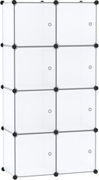 C&AHOME Cube Storage Organizer with Doors, 8-Cube Shelf, Closet Cabinet, DIY Plastic Modular Bookshelf, Storage Shelves Ideal