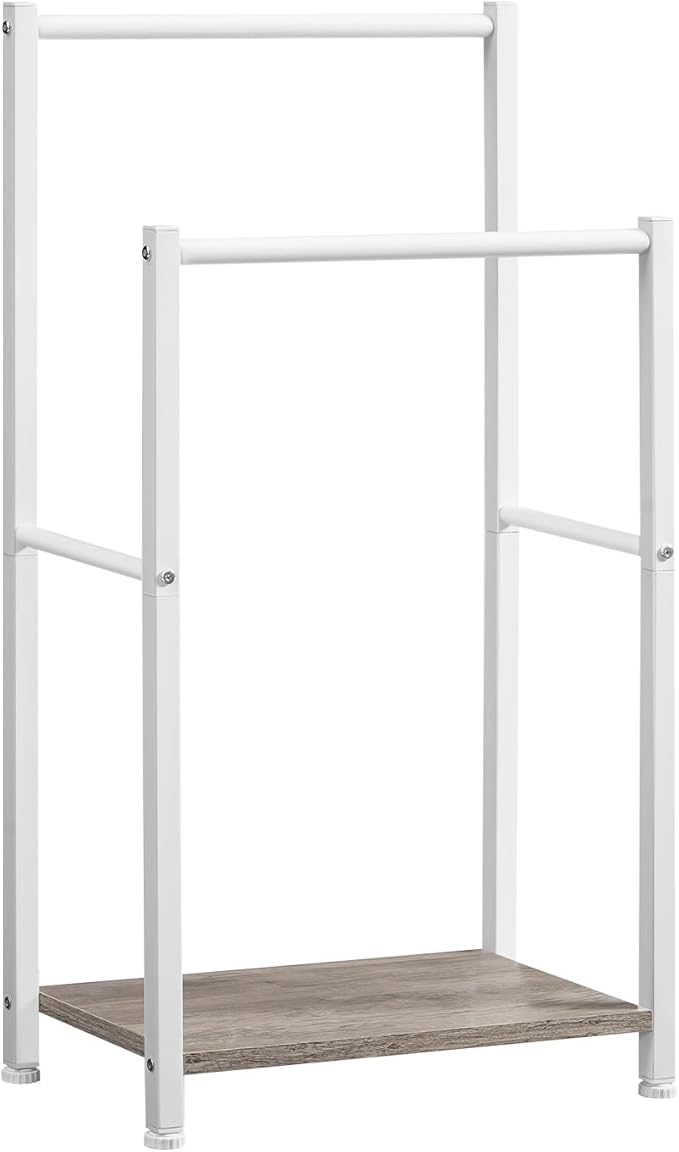 HOOBRO Free Standing Towel Rack for Bathroom, 2 Tier Blanket Rack, 16.5" L x 9.4" W x 31.5" H, Blanket Holder, Drying and Dis