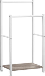 HOOBRO Free Standing Towel Rack for Bathroom, 2 Tier Blanket Rack, 16.5" L x 9.4" W x 31.5" H, Blanket Holder, Drying and Dis