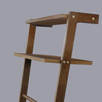Solid Wood Decorative Ladder - Leaning Blanket Rack for Home Decor Rubbed Walnut