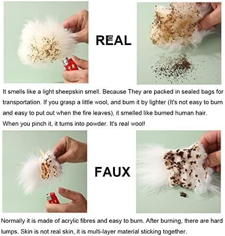 Soft Fluffy Plush Sheepskin Car Steering Wheel Cover, Fuzzy Fur Protector for Universal Car 14 1/2inch-15 1/2inch, Anti-Slip 