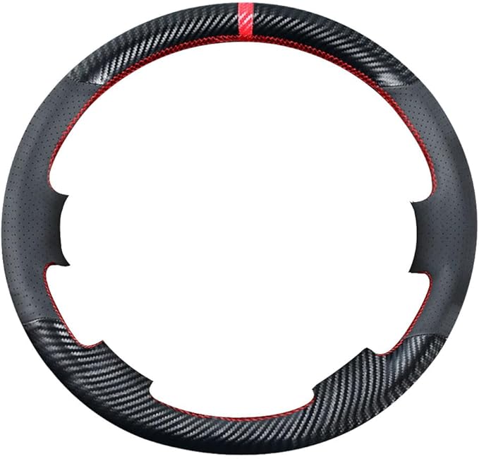 DIY Carbon Fiber Steering Wheel Covers for Toyota Tundra 2007 2008 2009 2010 2011 2012 2013 / Land Cruiser 2008-2015 / Sequoia 2008-2013 15 inches Leather Interior Accessories