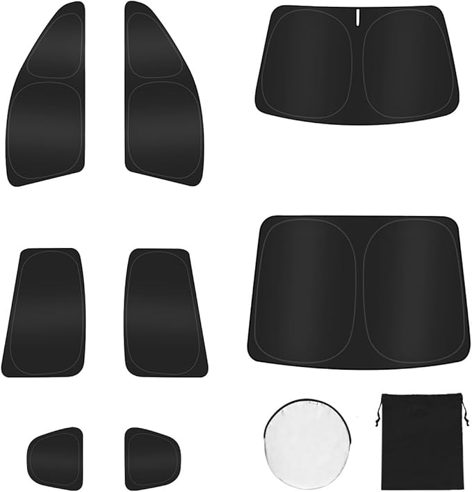 8PCS Window Shades for Dodge Charger 2011-2025 Accessories – Full Coverage Sun Shade for Side Windows, Rear Triangular & Windshield – UV Protection & Privacy for Camping, Napping, Relaxing